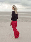 Zero Waste Shirt V-Neck flowing burgundy