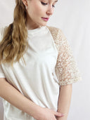 T-Shirt LACEY II mit Lyocell und floraler Spitze écru