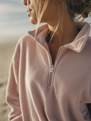 Frida half-zip fleece made from organic cotton écru