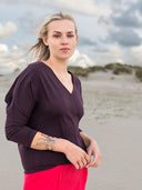 Zero Waste Shirt V-Neck flowing burgundy