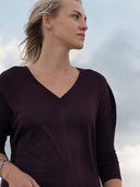 Zero Waste Shirt V-Neck flowing burgundy