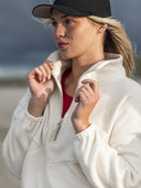 Frida half-zip fleece made from organic cotton écru