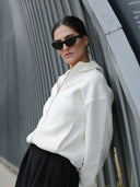 EMBER Fleece-Jacke aus Bio-Baumwolle in Off-White