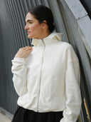 EMBER Fleece-Jacke aus Bio-Baumwolle in Off-White