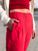 Hose Fenja wide leg aus Tencel cherry red