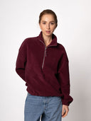 Half-Zip FRIDA – Fleecepulli aus Bio-Baumwolle in Bordeaux