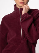 Half-Zip FRIDA – Fleecepulli aus Bio-Baumwolle in Bordeaux