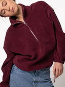 Half-Zip FRIDA – Fleecepulli aus Bio-Baumwolle in Bordeaux
