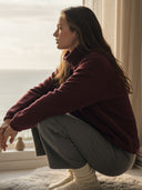 Half-Zip FRIDA – Fleecepulli aus Bio-Baumwolle in Bordeaux