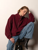 Half-Zip FRIDA – Fleecepulli aus Bio-Baumwolle in Bordeaux