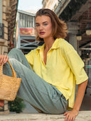MIA Shirt aus weichem Bio-Frottee in soft yellow