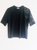 T-Shirt LACEY II mit Lyocell und floraler Spitze schwarz