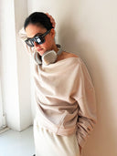 Sweatshirt LUNA  aus edlem Baumwolle-Kaschmir-Mix in Almond