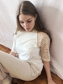 T-Shirt LACEY II mit Lyocell und floraler Spitze écru