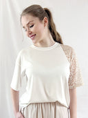 T-Shirt LACEY II mit Lyocell und floraler Spitze écru