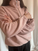 Half-Zip FRIDA – Fleecepulli aus Bio-Baumwolle in Dusty Pink