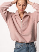 Half-Zip FRIDA – Fleecepulli aus Bio-Baumwolle in Dusty Pink