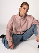 Half-Zip FRIDA – Fleecepulli aus Bio-Baumwolle in Dusty Pink