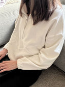 Frida half-zip fleece made from organic cotton écru