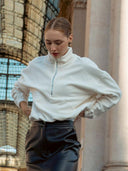 Frida half-zip fleece made from organic cotton écru
