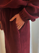 Hose Marit aus weichem Baumwoll-Fleece in Bordeaux