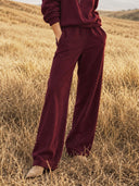 Hose Marit aus weichem Baumwoll-Fleece in Bordeaux