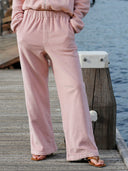 Lässige Hose Marit aus weichem Baumwoll-Fleece in Dusty-Pink
