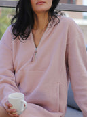 Loungewear-Kleid Pearl aus weichem Baumwoll-Fleece in Dusty-Pink