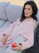 Loungewear-Kleid Pearl aus weichem Baumwoll-Fleece in Dusty-Pink