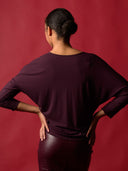 Zero Waste Shirt V-Neck fließend burgundy